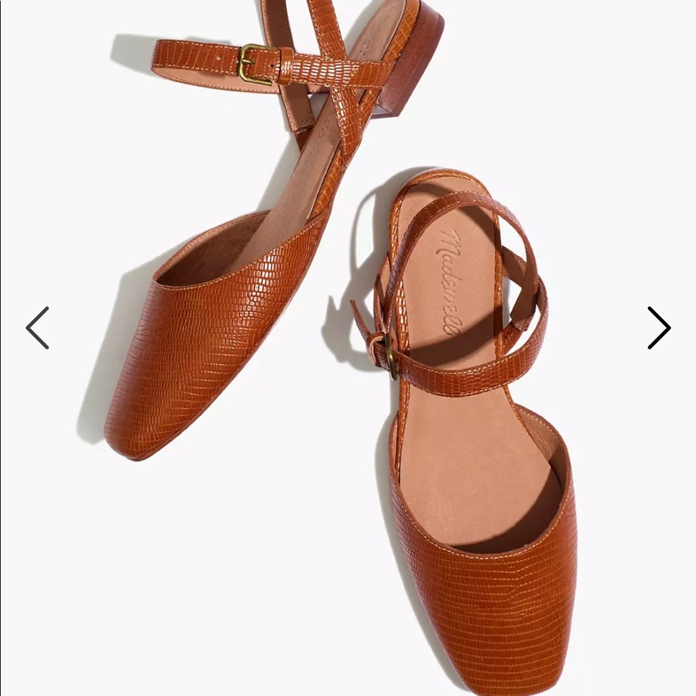 Madewell - The Jeanne Slingback Flat in Lizard Embossed Leather. Size 7.5
